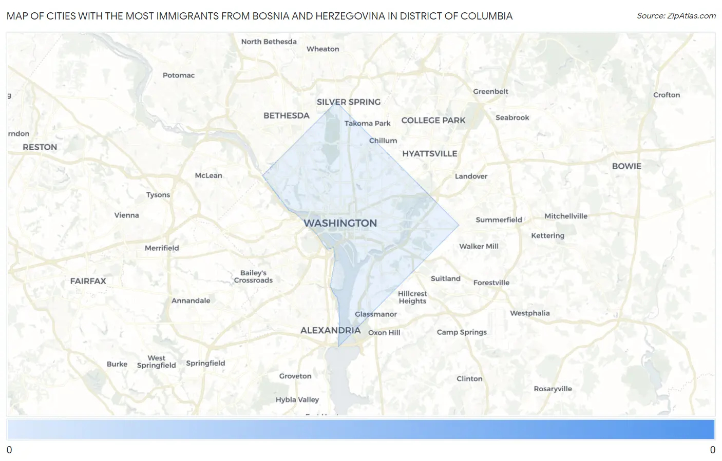 Cities with the Most Immigrants from Bosnia and Herzegovina in District Of Columbia Map