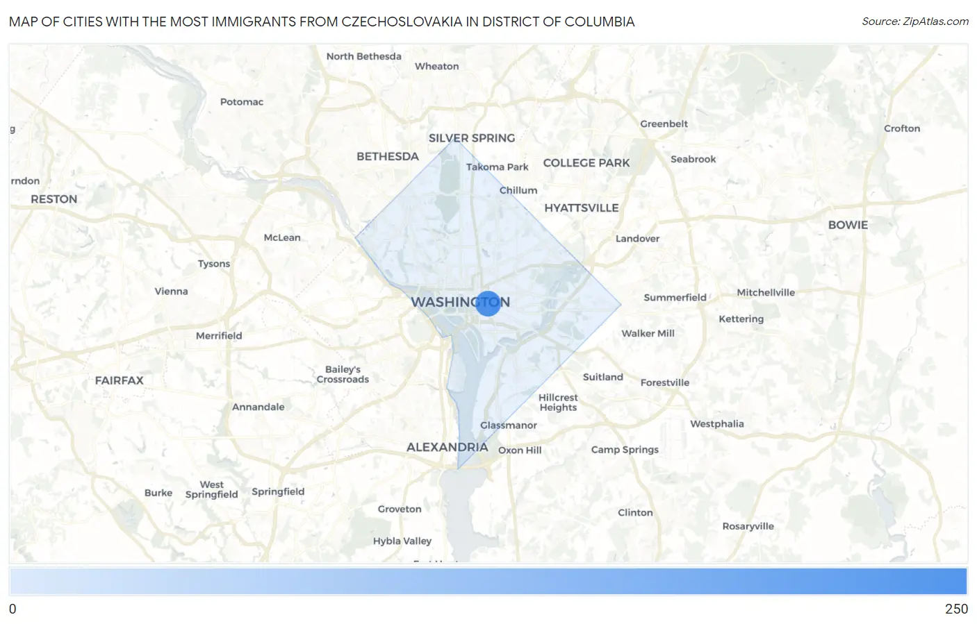 Cities with the Most Immigrants from Czechoslovakia in District Of Columbia Map