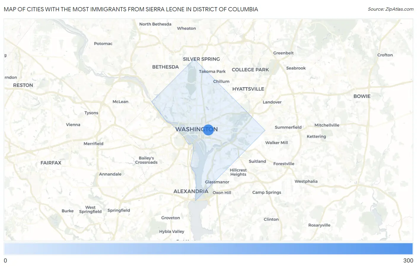 Cities with the Most Immigrants from Sierra Leone in District Of Columbia Map