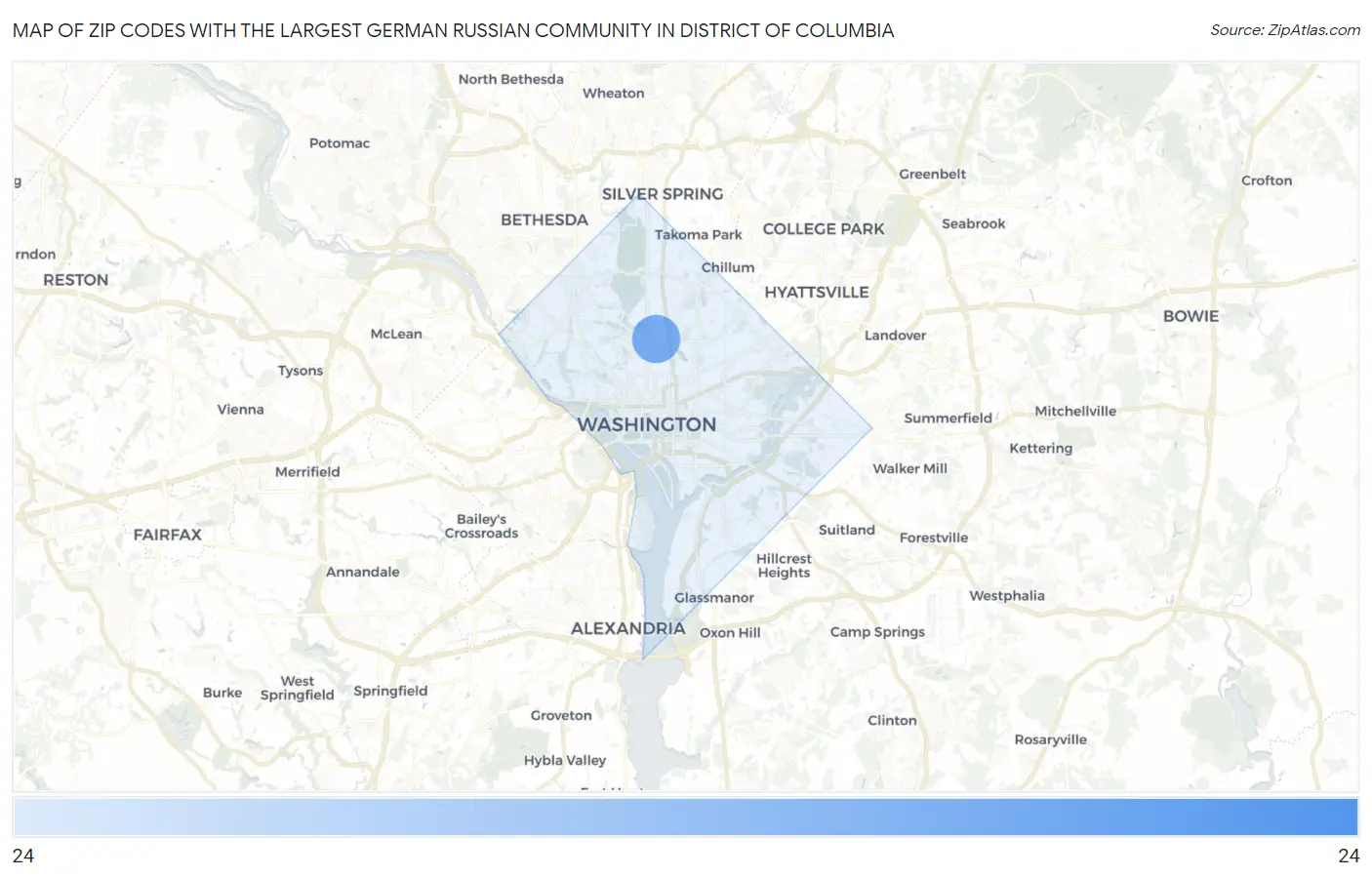 Zip Codes with the Largest German Russian Community in District Of Columbia Map