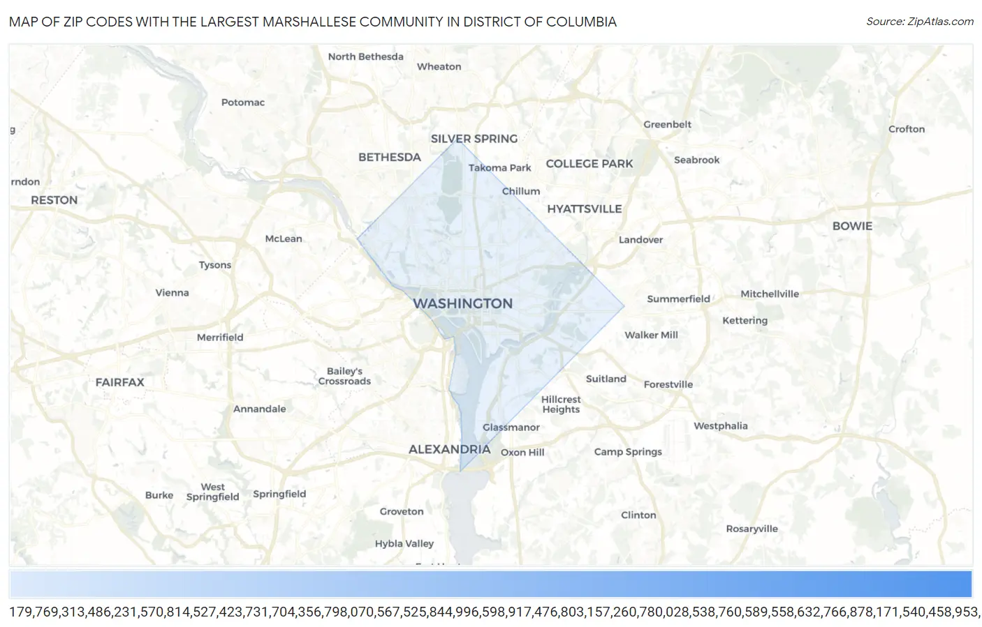 Zip Codes with the Largest Marshallese Community in District Of Columbia Map