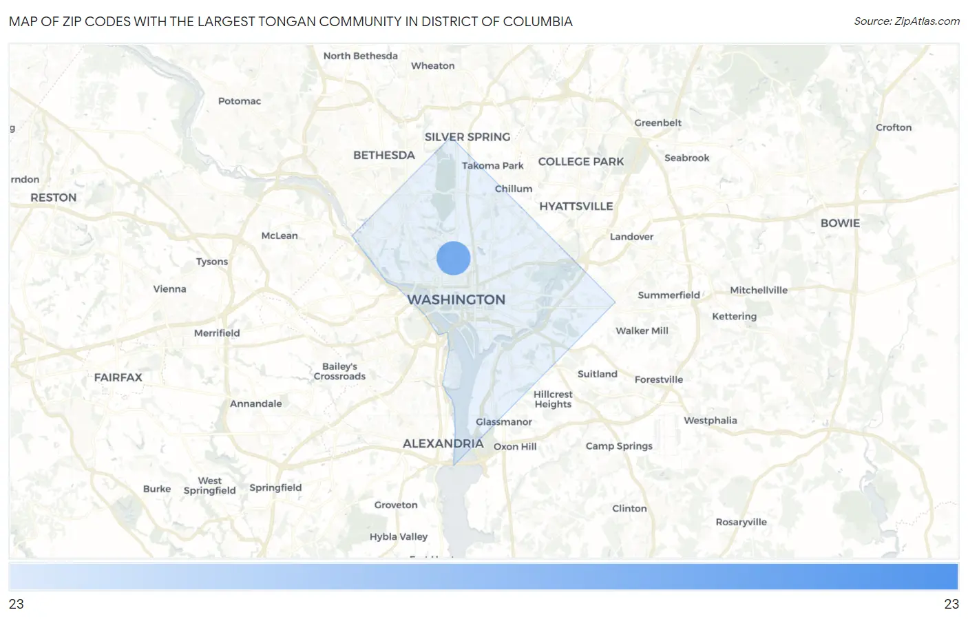 Zip Codes with the Largest Tongan Community in District Of Columbia Map