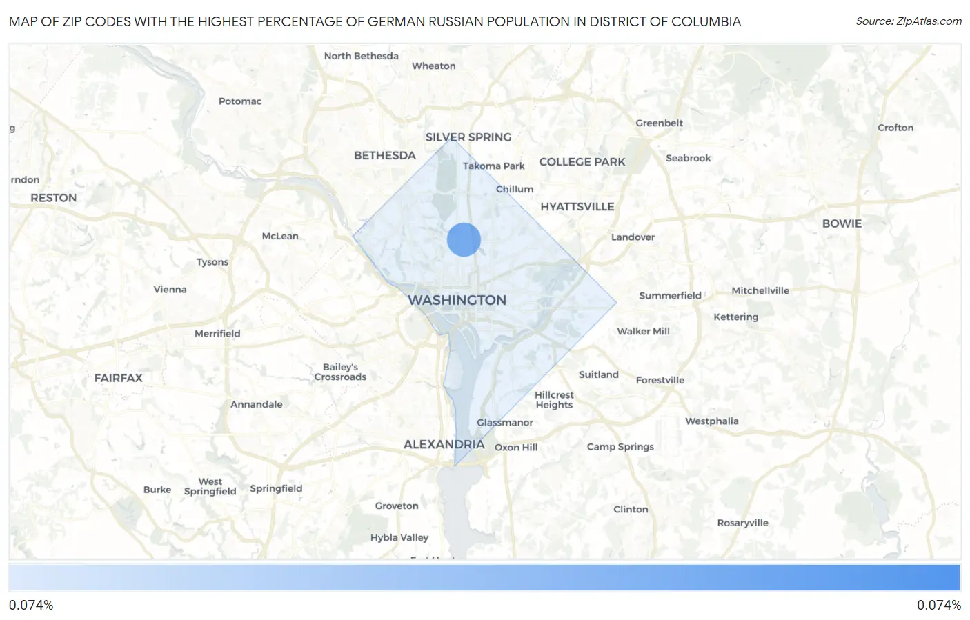 Zip Codes with the Highest Percentage of German Russian Population in District Of Columbia Map