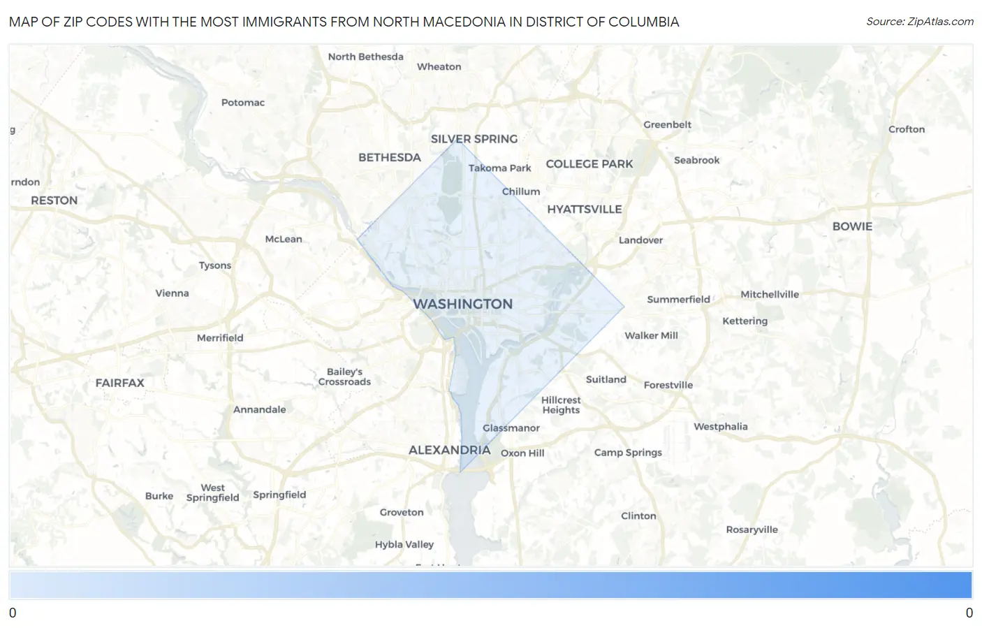 Zip Codes with the Most Immigrants from North Macedonia in District Of Columbia Map