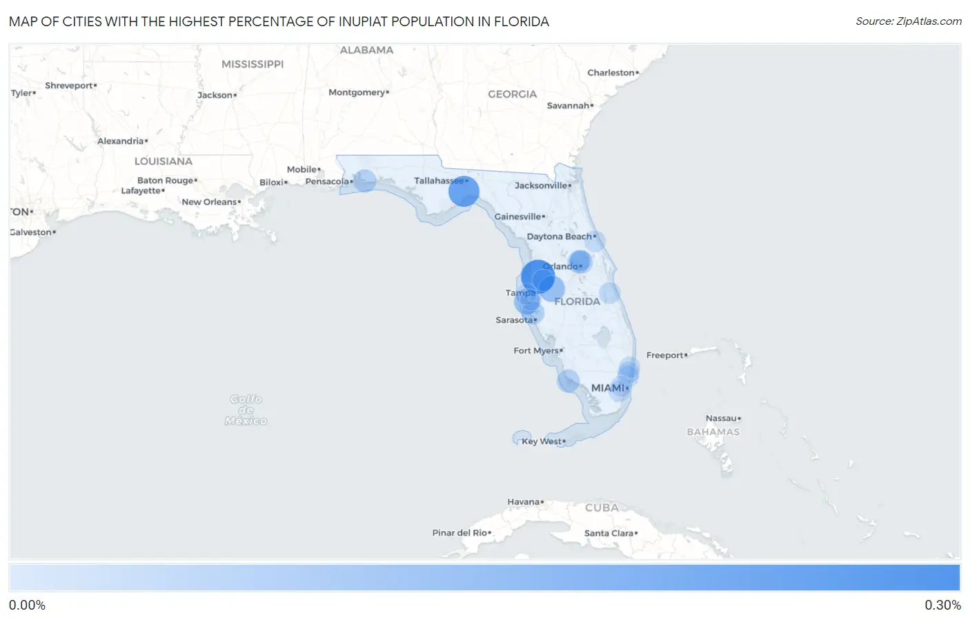 Cities with the Highest Percentage of Inupiat Population in Florida Map