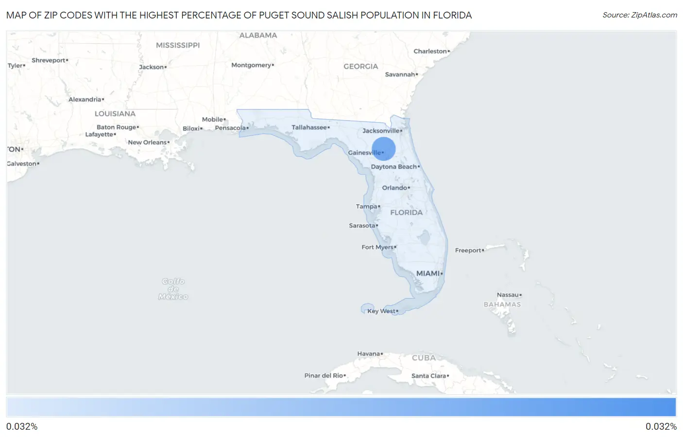 Zip Codes with the Highest Percentage of Puget Sound Salish Population in Florida Map