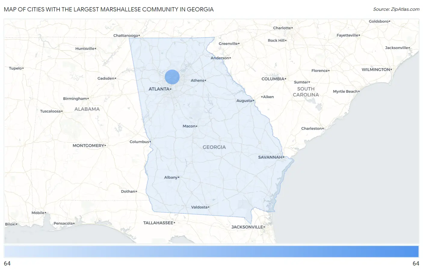 Cities with the Largest Marshallese Community in Georgia Map