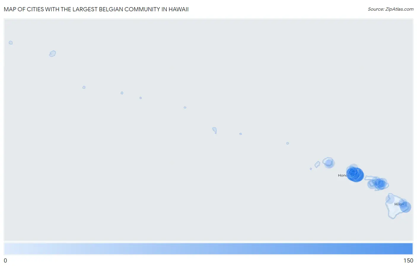 Cities with the Largest Belgian Community in Hawaii Map