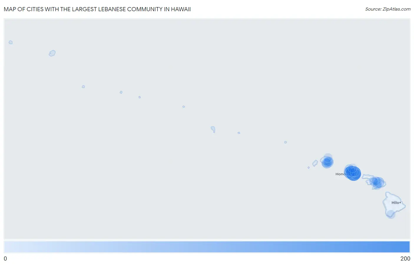 Cities with the Largest Lebanese Community in Hawaii Map