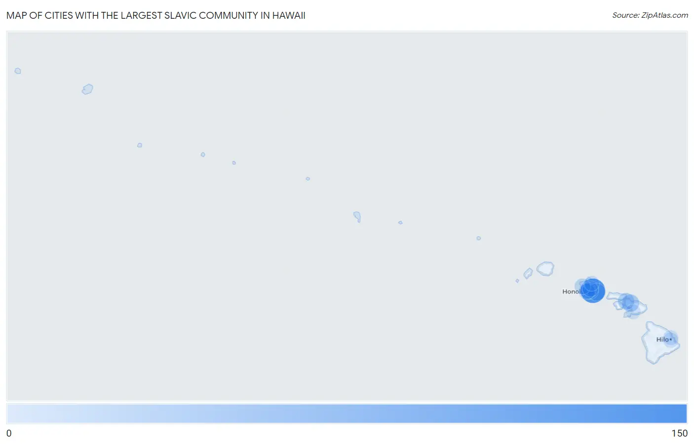 Cities with the Largest Slavic Community in Hawaii Map