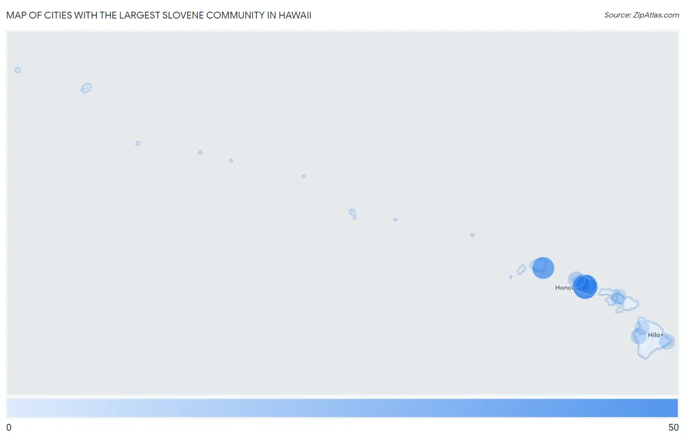 Cities with the Largest Slovene Community in Hawaii Map