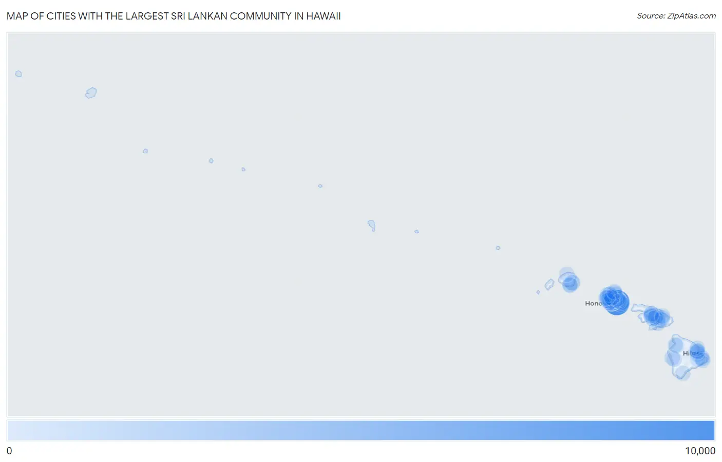 Cities with the Largest Sri Lankan Community in Hawaii Map