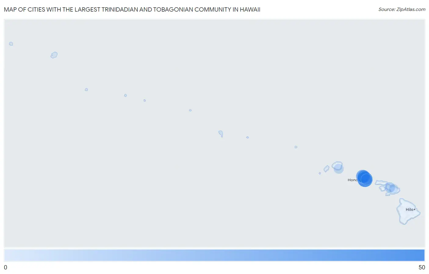 Cities with the Largest Trinidadian and Tobagonian Community in Hawaii Map