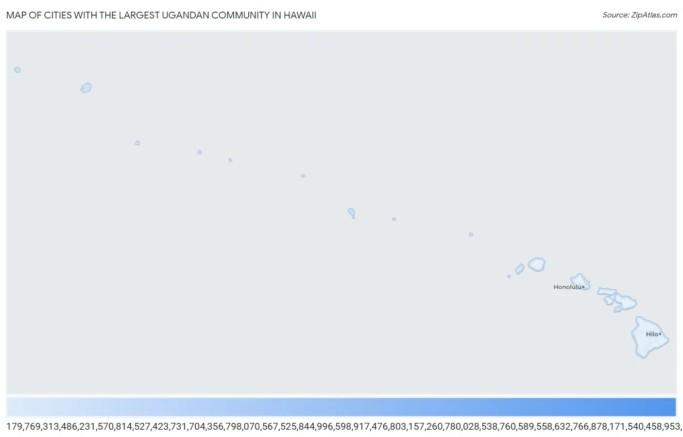 Cities with the Largest Ugandan Community in Hawaii Map