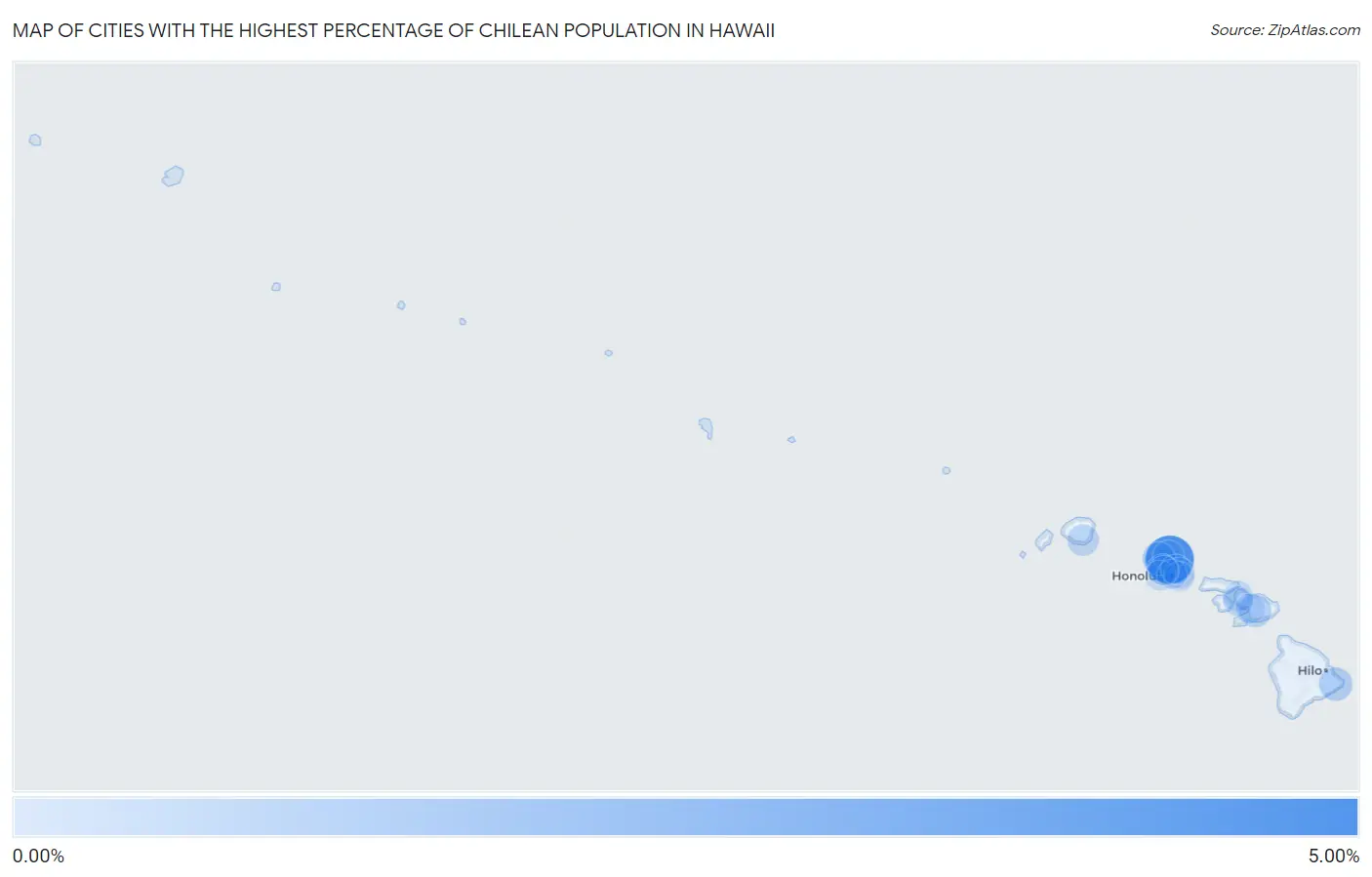 Cities with the Highest Percentage of Chilean Population in Hawaii Map