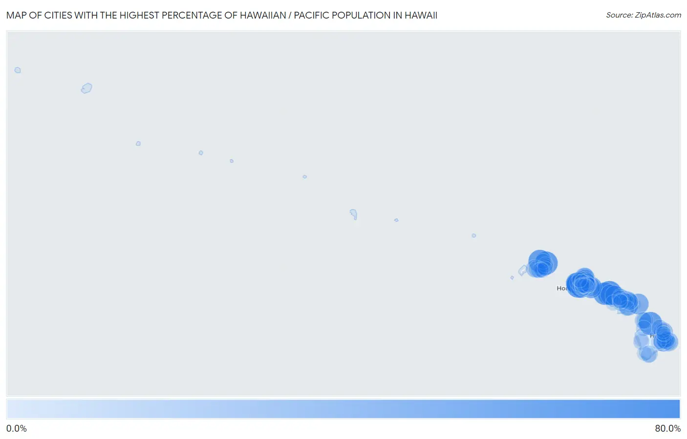 Cities with the Highest Percentage of Hawaiian / Pacific Population in Hawaii Map