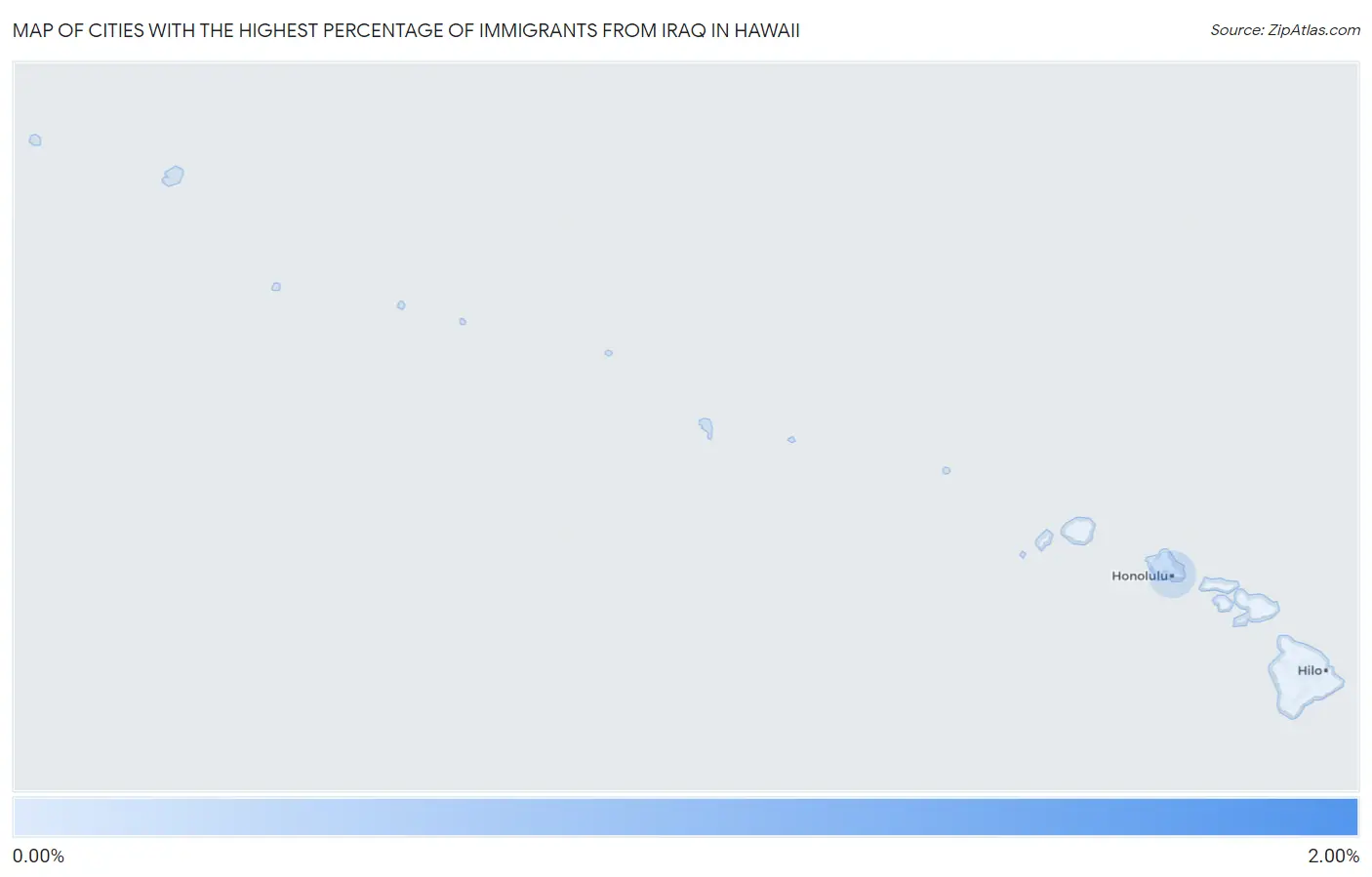 Cities with the Highest Percentage of Immigrants from Iraq in Hawaii Map