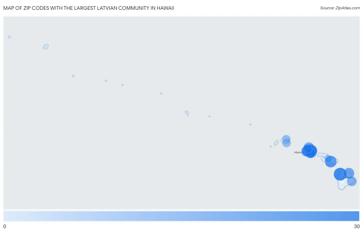 Zip Codes with the Largest Latvian Community in Hawaii Map