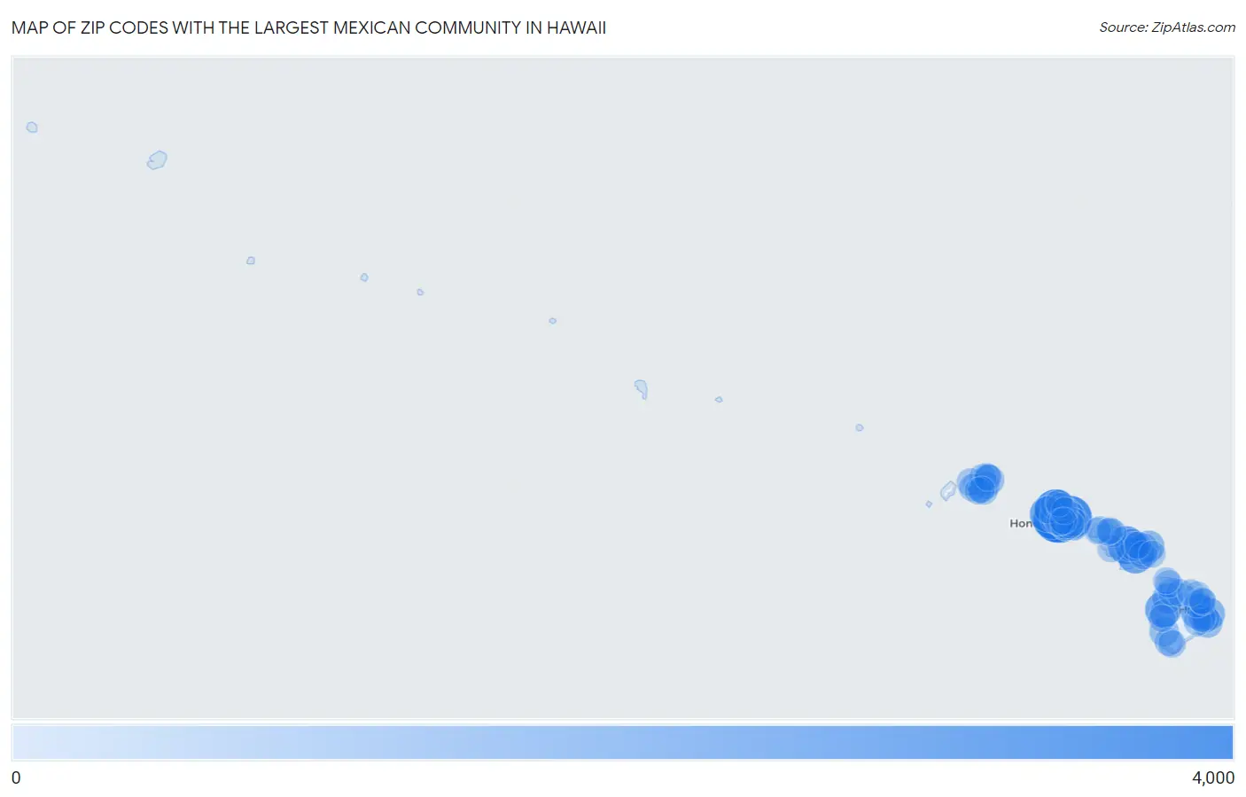 Zip Codes with the Largest Mexican Community in Hawaii Map