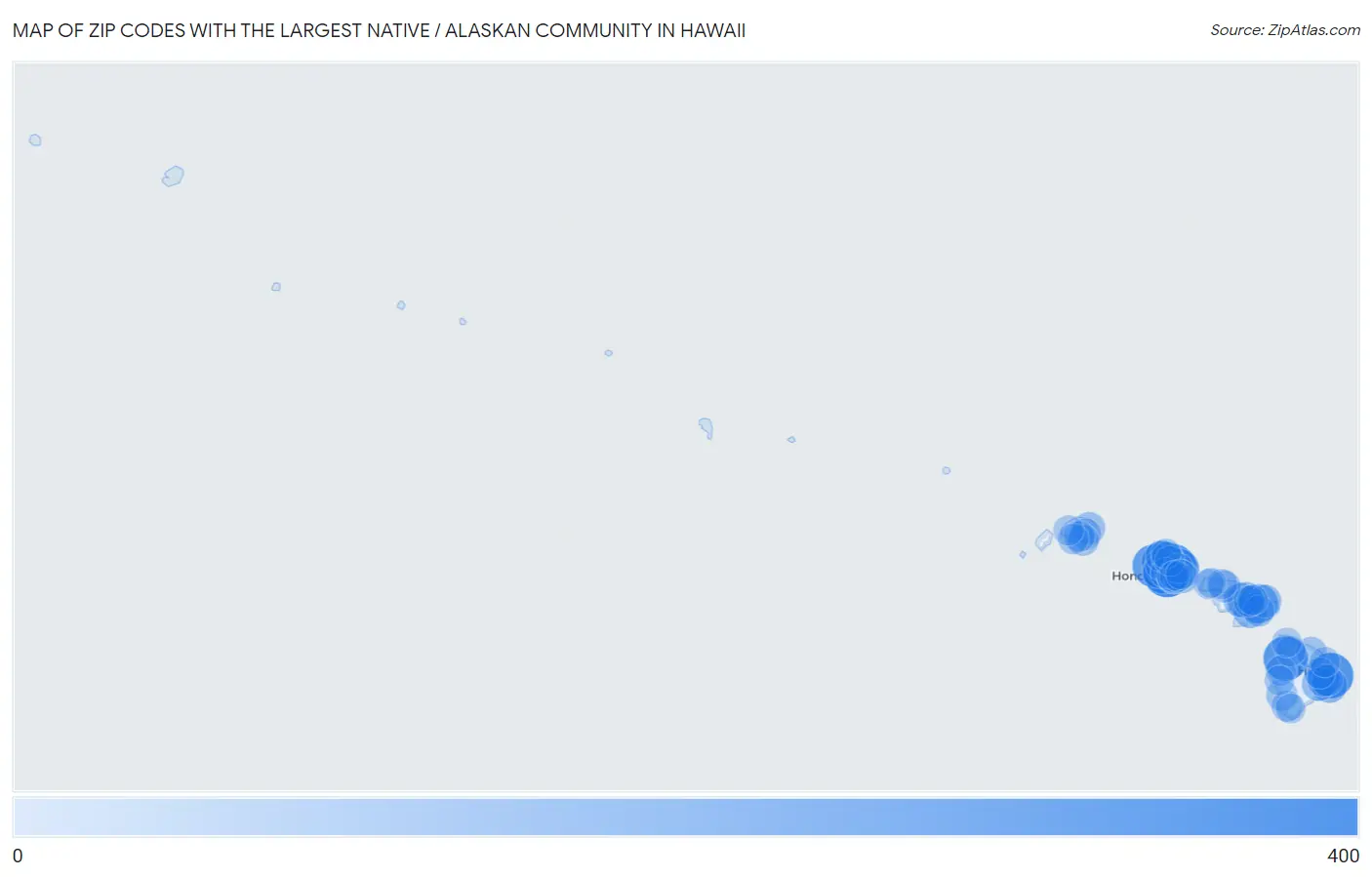 Zip Codes with the Largest Native / Alaskan Community in Hawaii Map