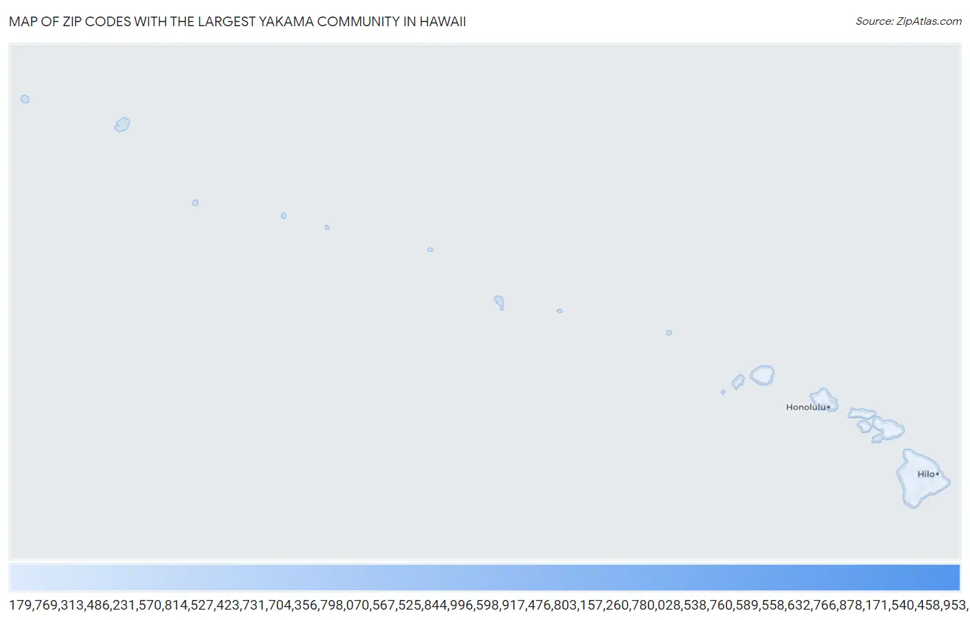 Zip Codes with the Largest Yakama Community in Hawaii Map