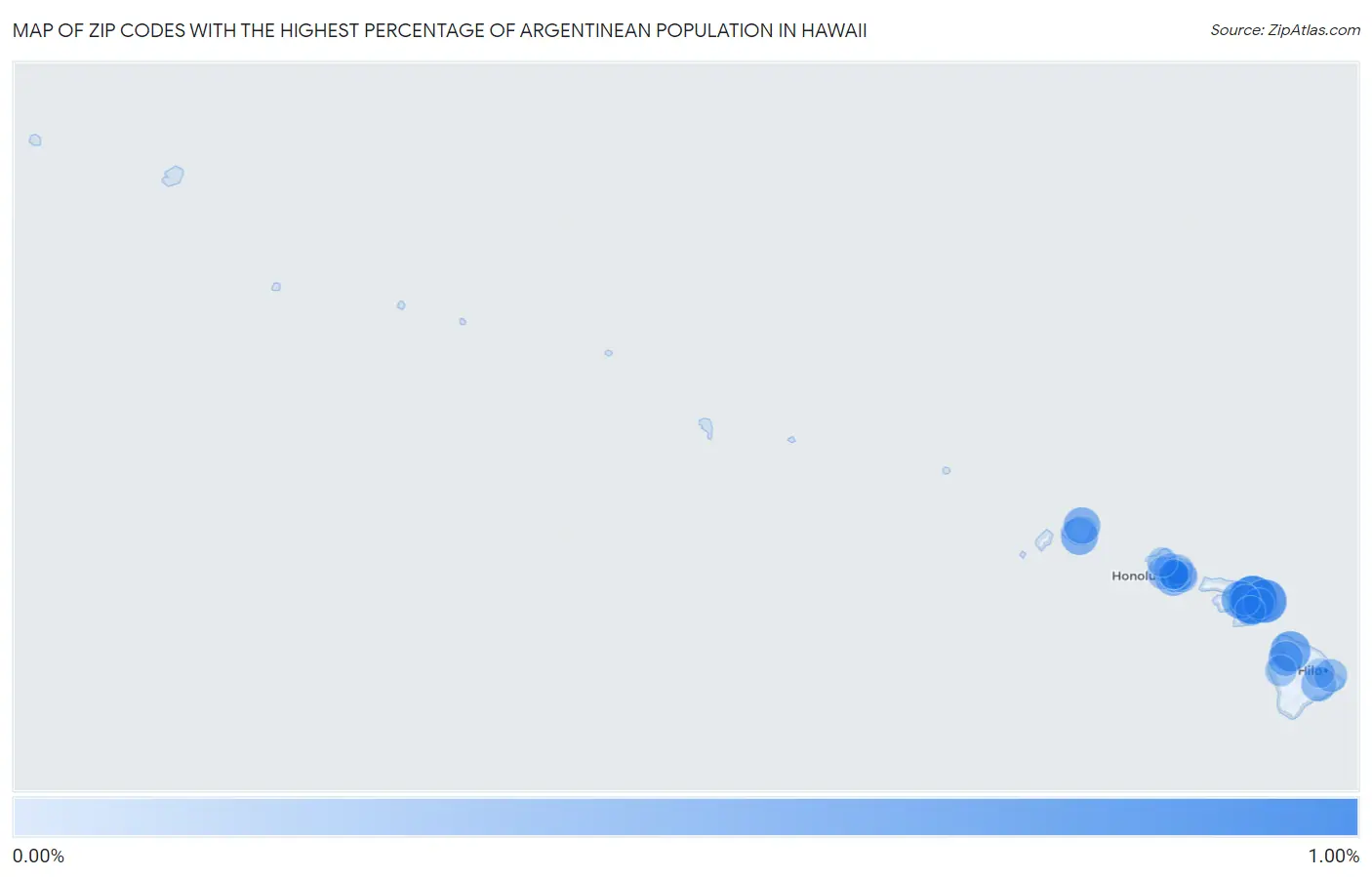 Zip Codes with the Highest Percentage of Argentinean Population in Hawaii Map