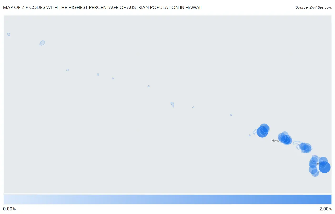 Zip Codes with the Highest Percentage of Austrian Population in Hawaii Map