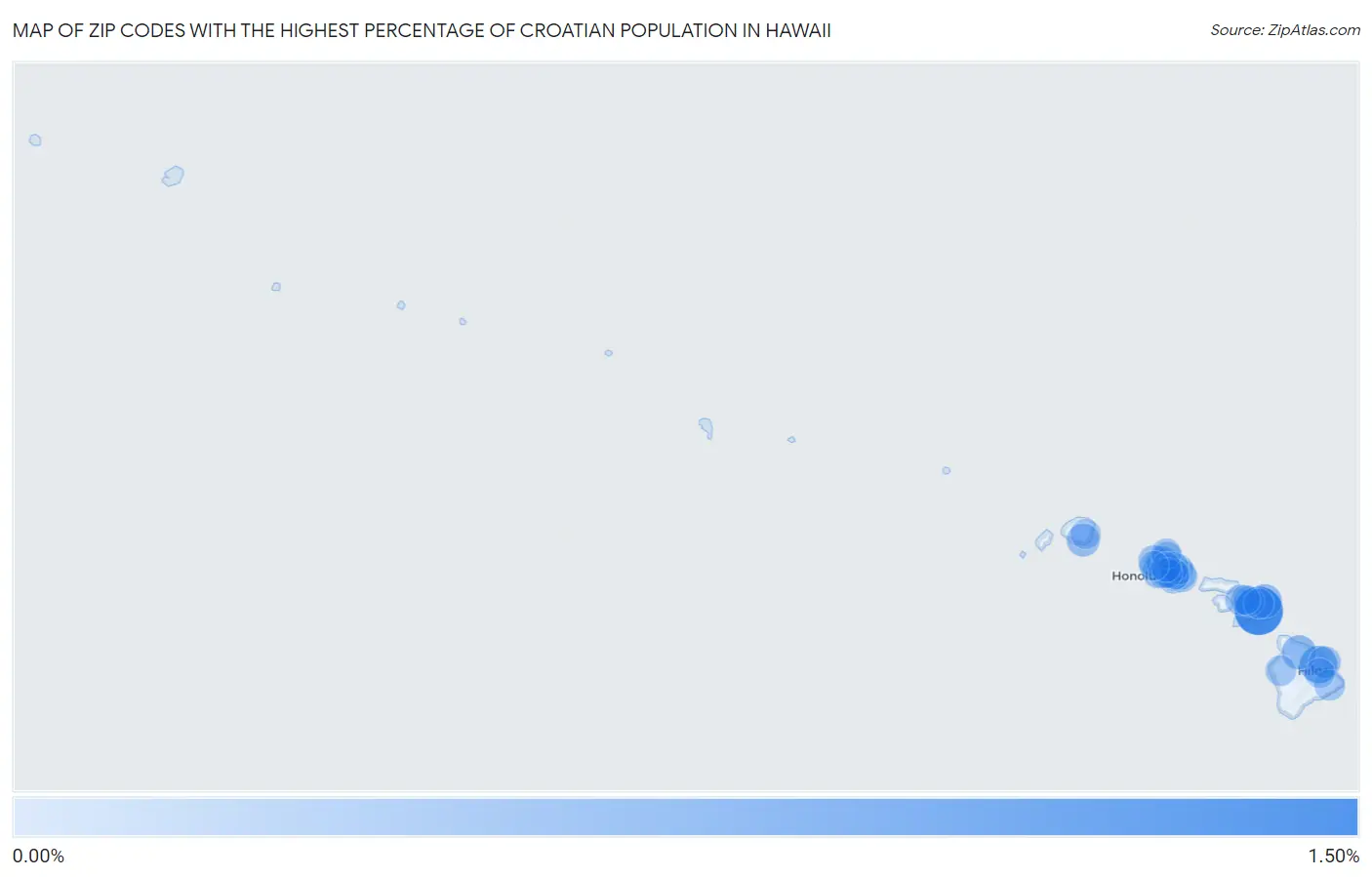 Zip Codes with the Highest Percentage of Croatian Population in Hawaii Map