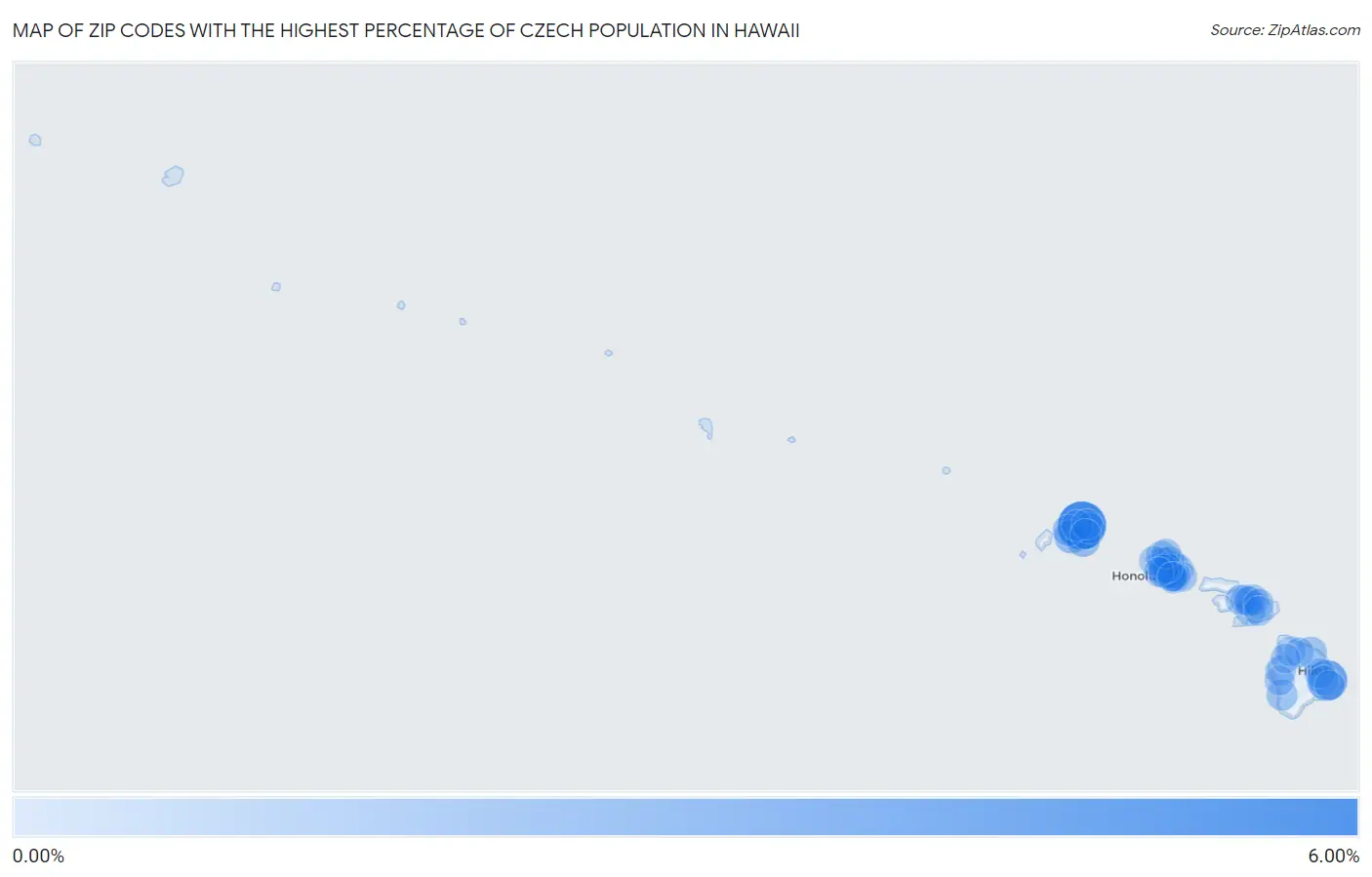 Zip Codes with the Highest Percentage of Czech Population in Hawaii Map
