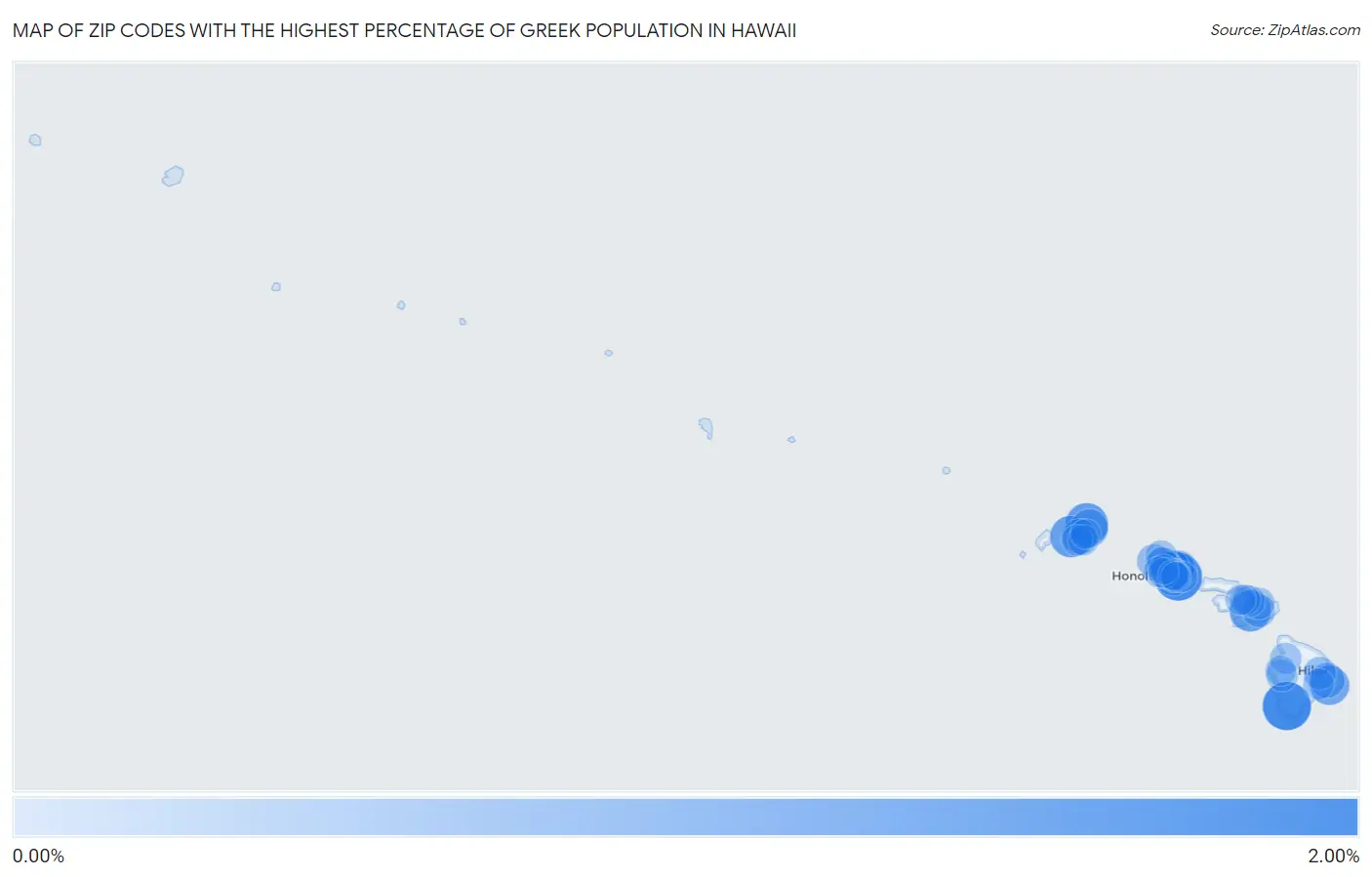 Zip Codes with the Highest Percentage of Greek Population in Hawaii Map
