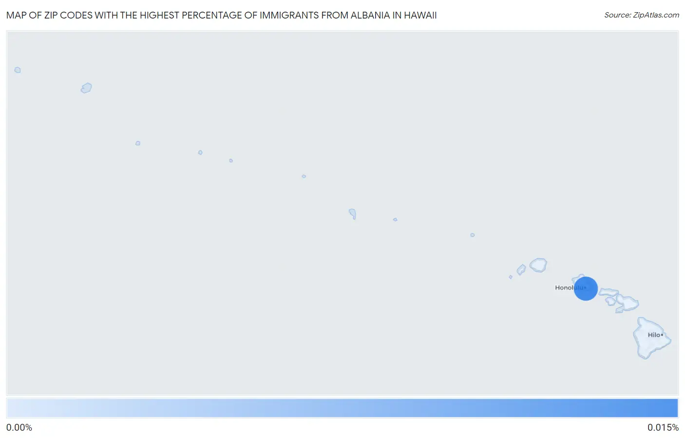 Zip Codes with the Highest Percentage of Immigrants from Albania in Hawaii Map