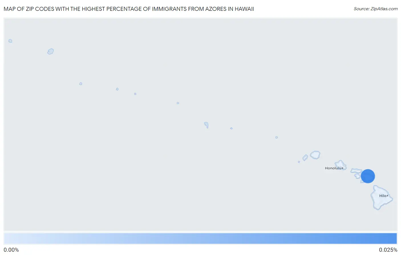 Zip Codes with the Highest Percentage of Immigrants from Azores in Hawaii Map