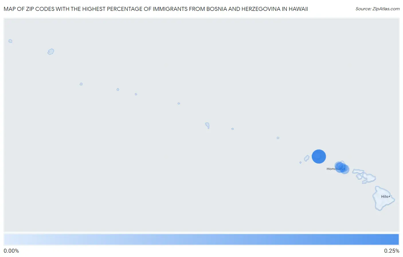 Zip Codes with the Highest Percentage of Immigrants from Bosnia and Herzegovina in Hawaii Map