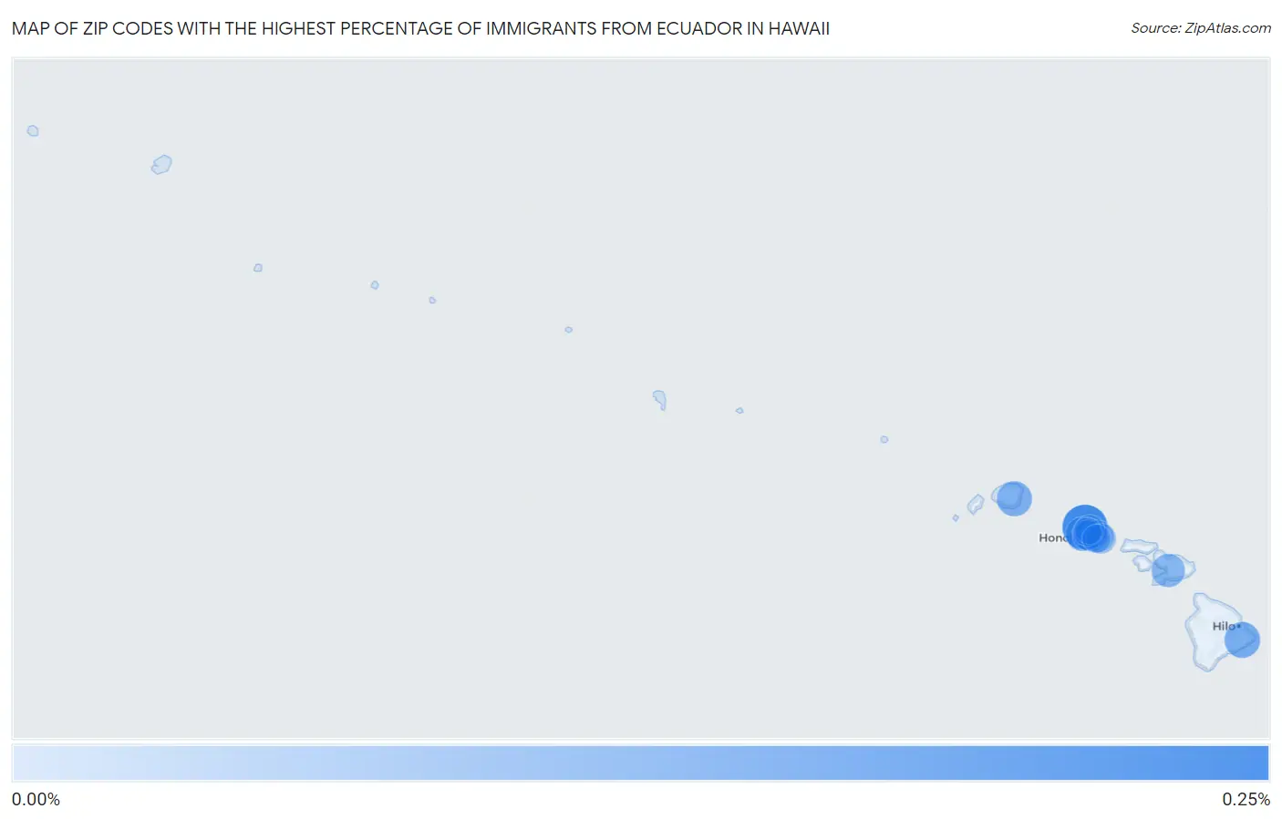 Zip Codes with the Highest Percentage of Immigrants from Ecuador in Hawaii Map