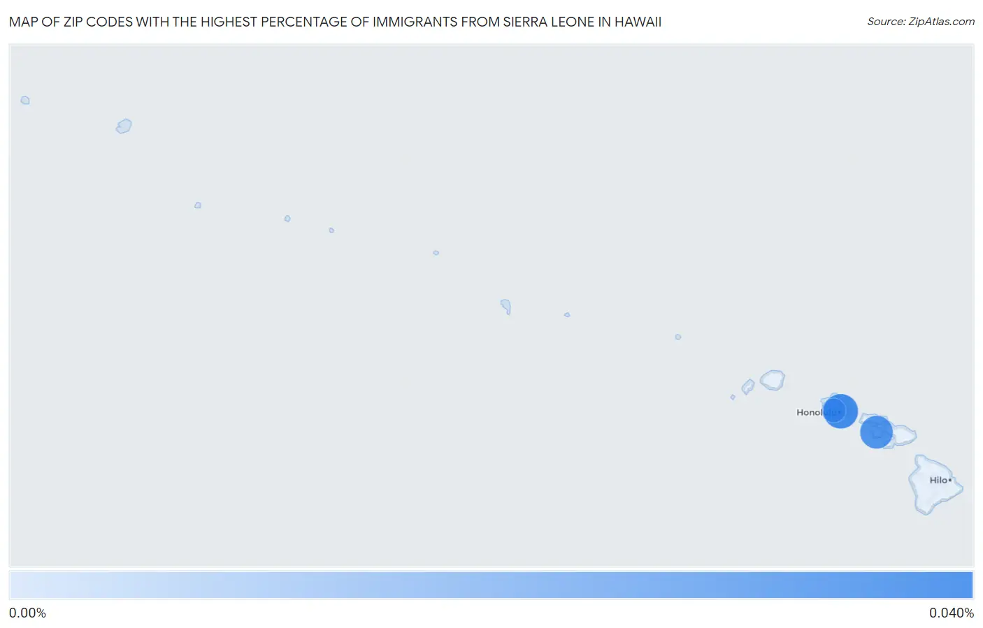 Zip Codes with the Highest Percentage of Immigrants from Sierra Leone in Hawaii Map