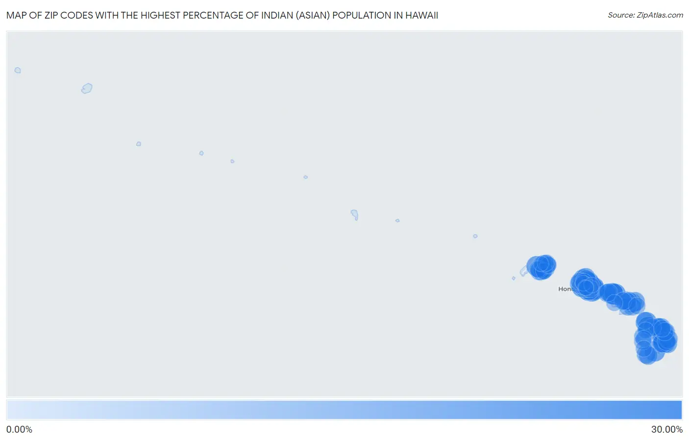 Zip Codes with the Highest Percentage of Indian (Asian) Population in Hawaii Map