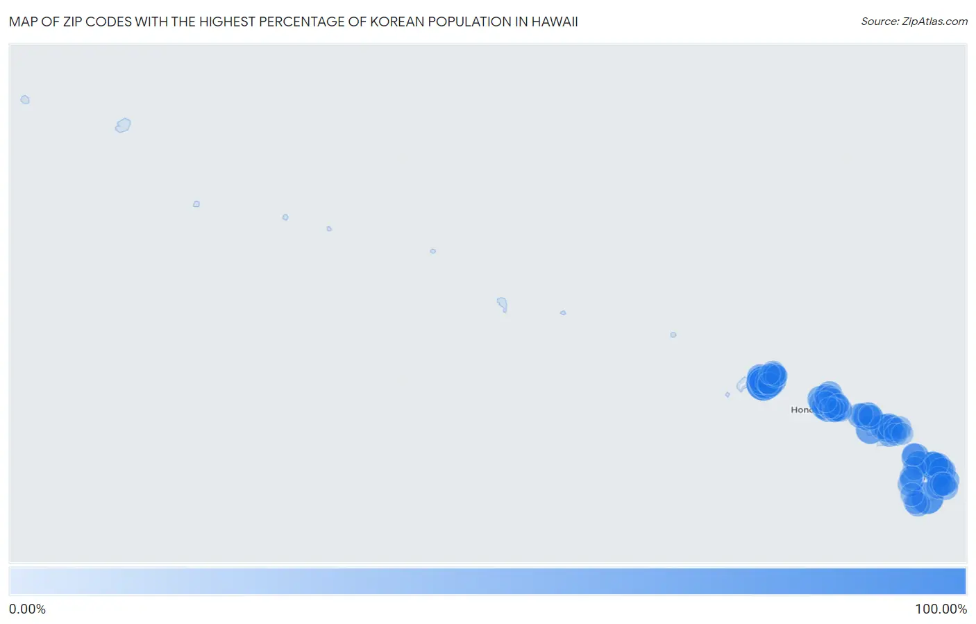 Zip Codes with the Highest Percentage of Korean Population in Hawaii Map