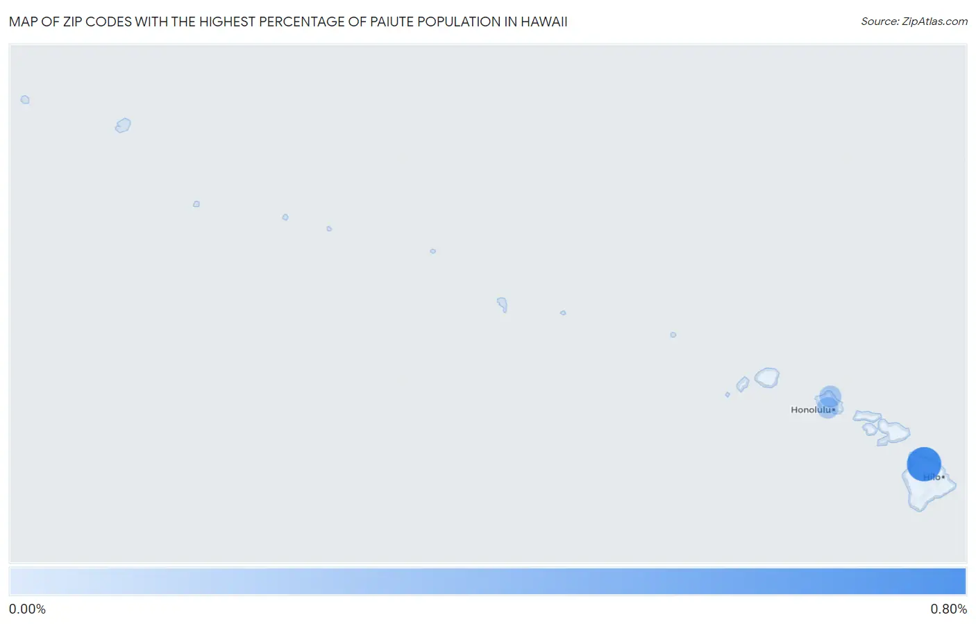 Zip Codes with the Highest Percentage of Paiute Population in Hawaii Map