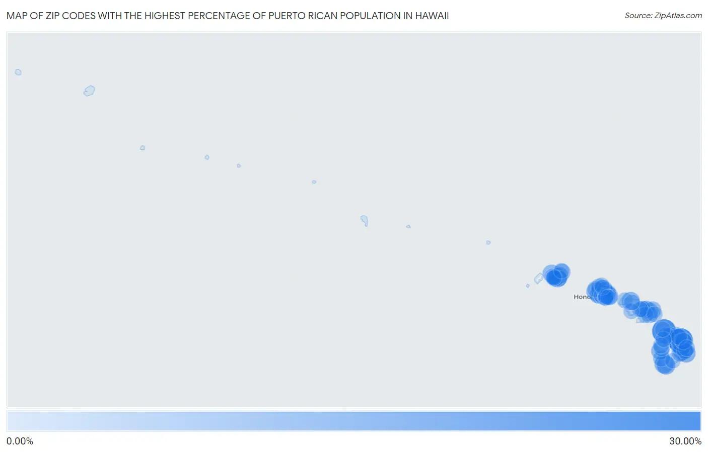 Zip Codes with the Highest Percentage of Puerto Rican Population in Hawaii Map