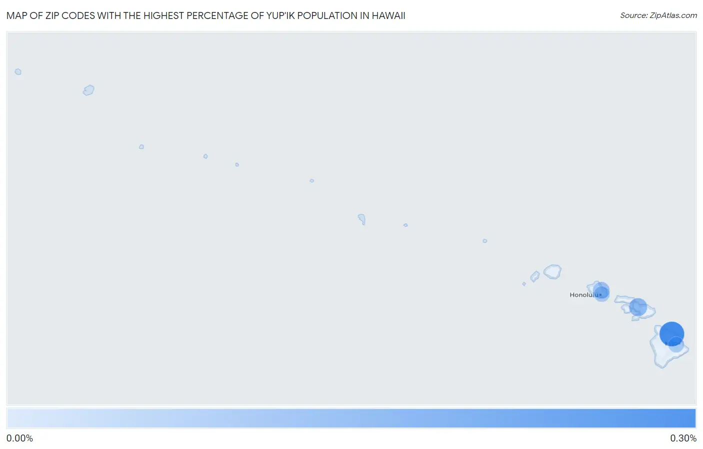 Zip Codes with the Highest Percentage of Yup'ik Population in Hawaii Map