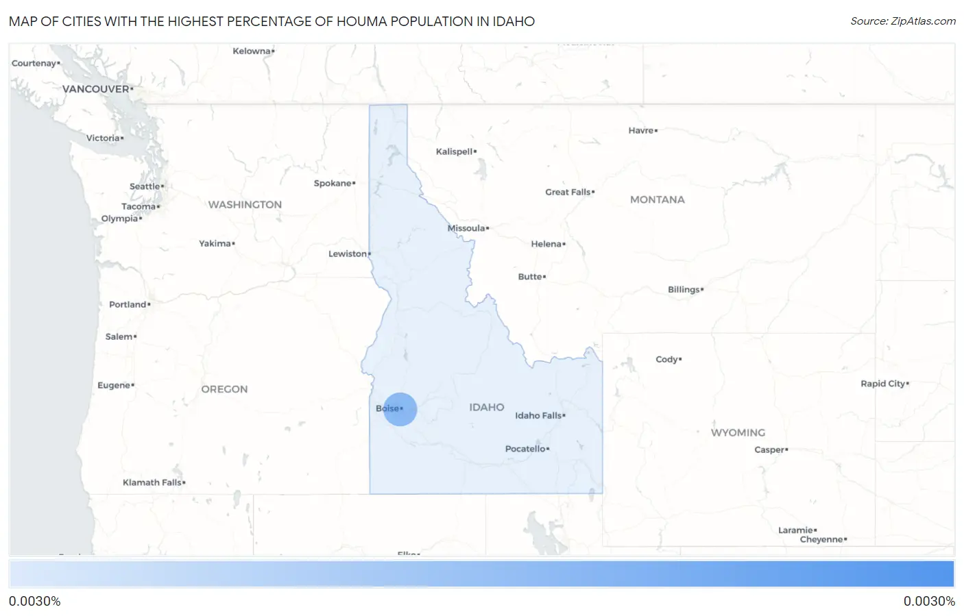 Cities with the Highest Percentage of Houma Population in Idaho Map