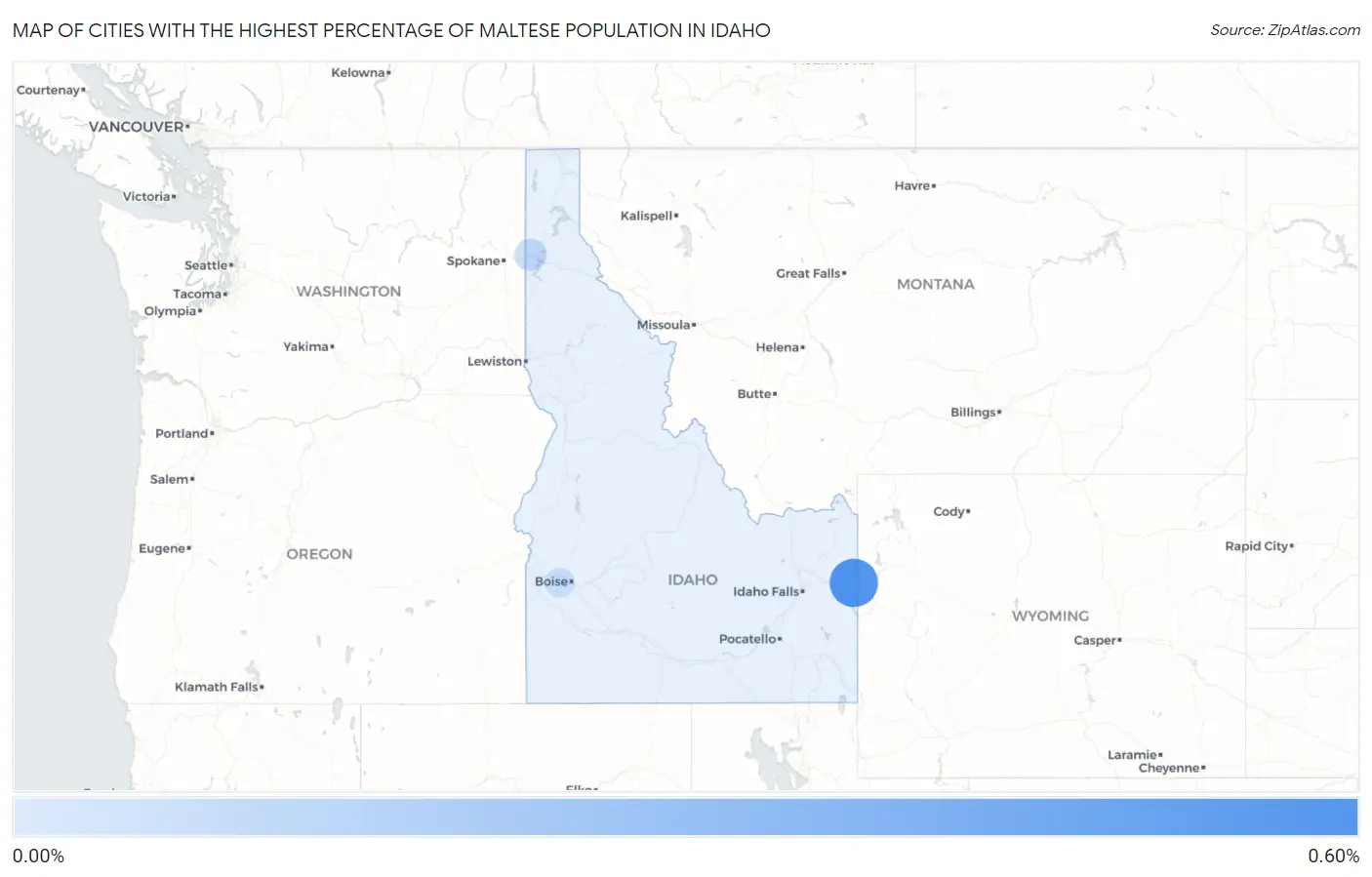 Cities with the Highest Percentage of Maltese Population in Idaho Map