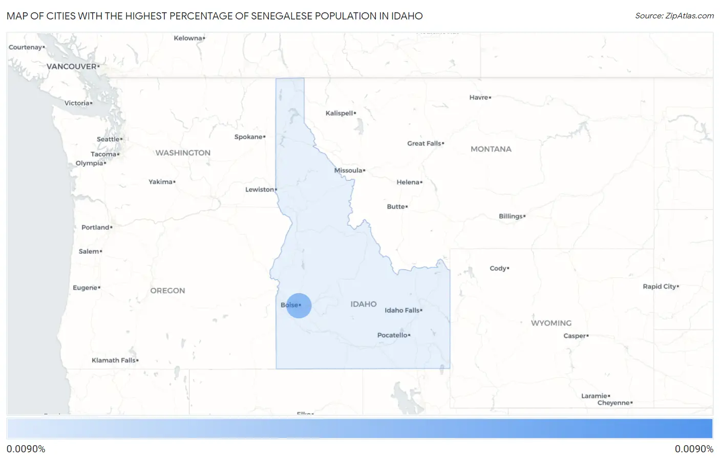 Cities with the Highest Percentage of Senegalese Population in Idaho Map