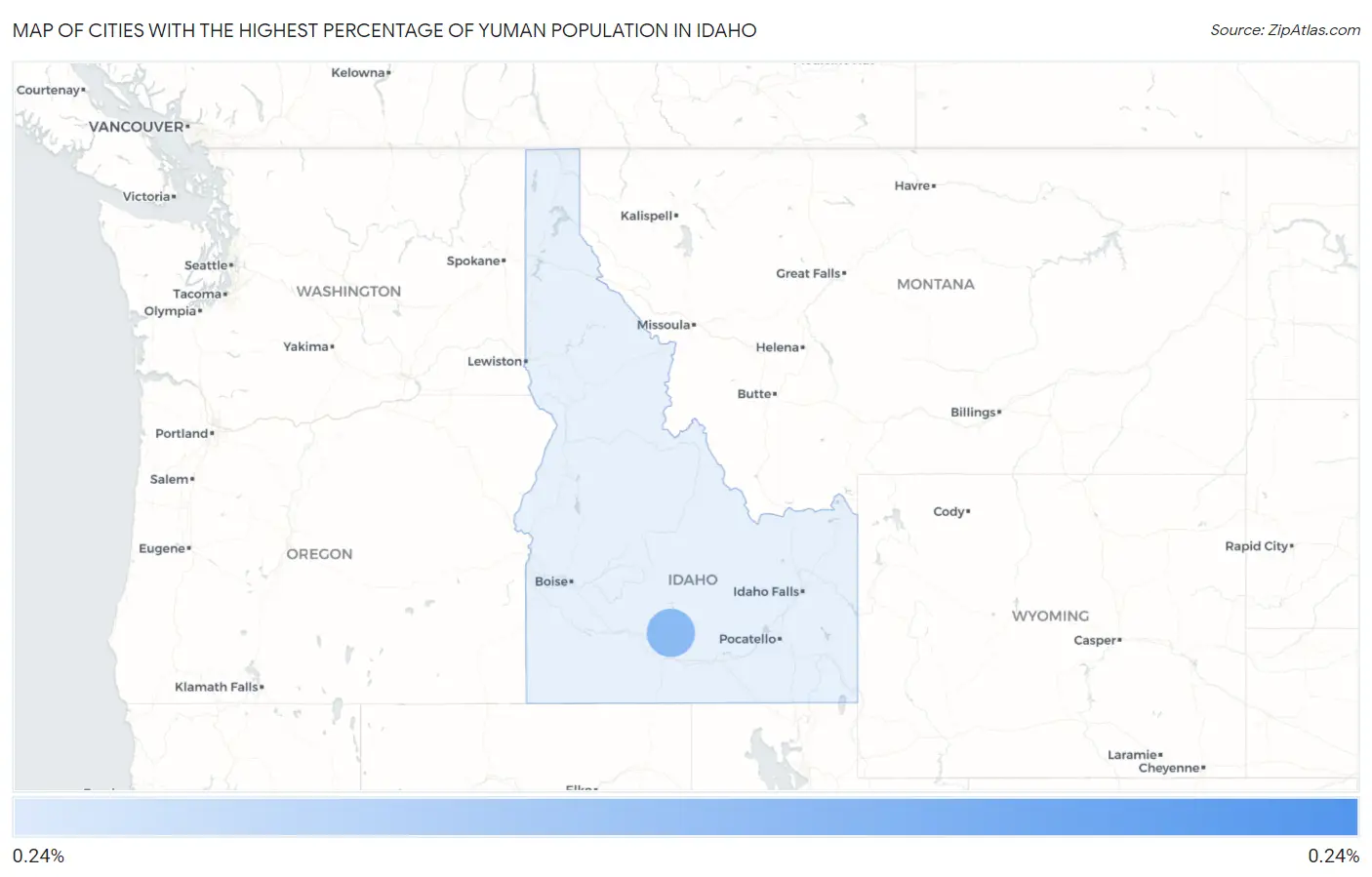 Cities with the Highest Percentage of Yuman Population in Idaho Map
