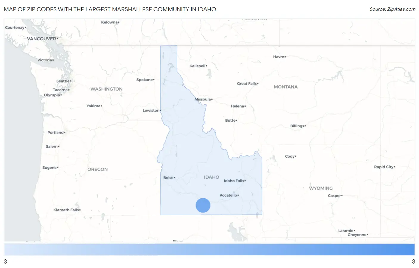 Zip Codes with the Largest Marshallese Community in Idaho Map