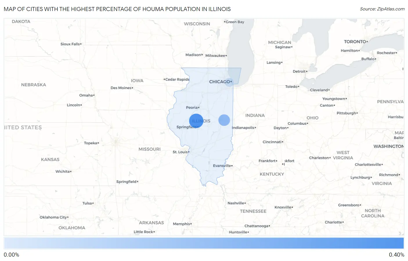 Cities with the Highest Percentage of Houma Population in Illinois Map