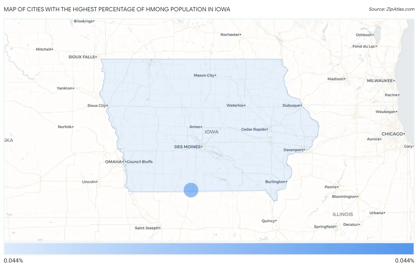 Cities with the Highest Percentage of Hmong Population in Iowa Map