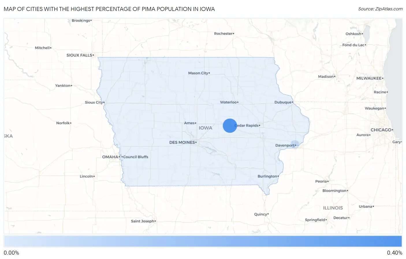 Cities with the Highest Percentage of Pima Population in Iowa Map