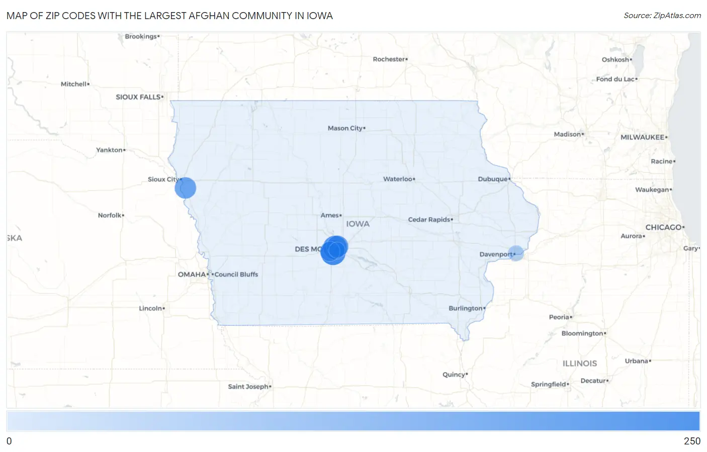 Zip Codes with the Largest Afghan Community in Iowa Map