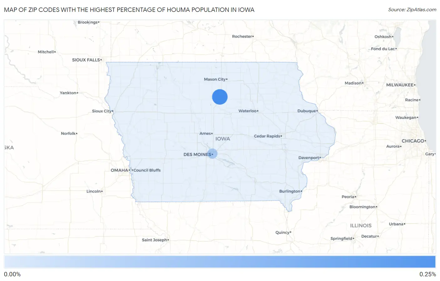 Zip Codes with the Highest Percentage of Houma Population in Iowa Map